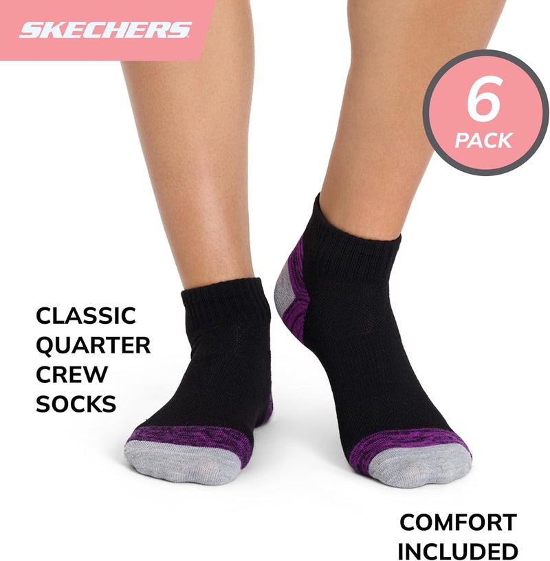 SKECHERS جوارب نسائية للأداء برباط ربع (6 قطع) - Image 2